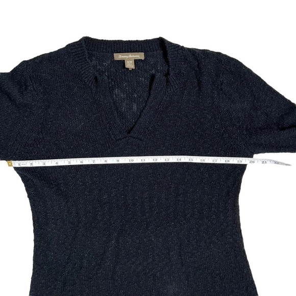 Tommy Bahama Black Knitted 3/4 Sleeve Pull On V-Neck Sweater Size Medium - Picture 10 of 13
